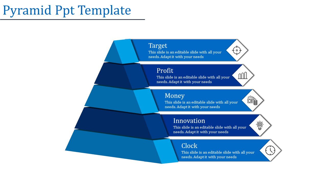 Amazing Pyramid PPT Template Presentation-Five Node
